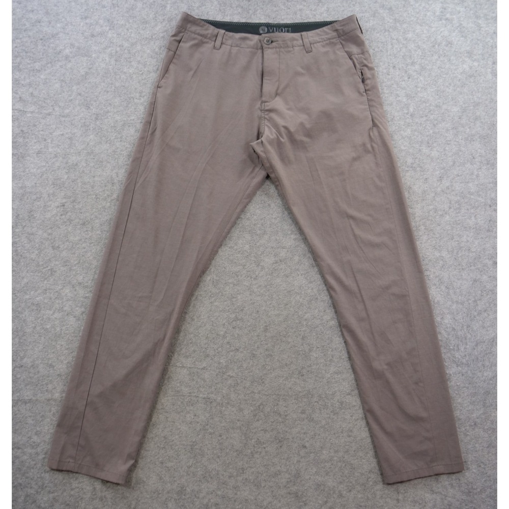 Vuori Aim Pants Mens 34 Brown Slim Fit Performance Travel Stretch Chino
